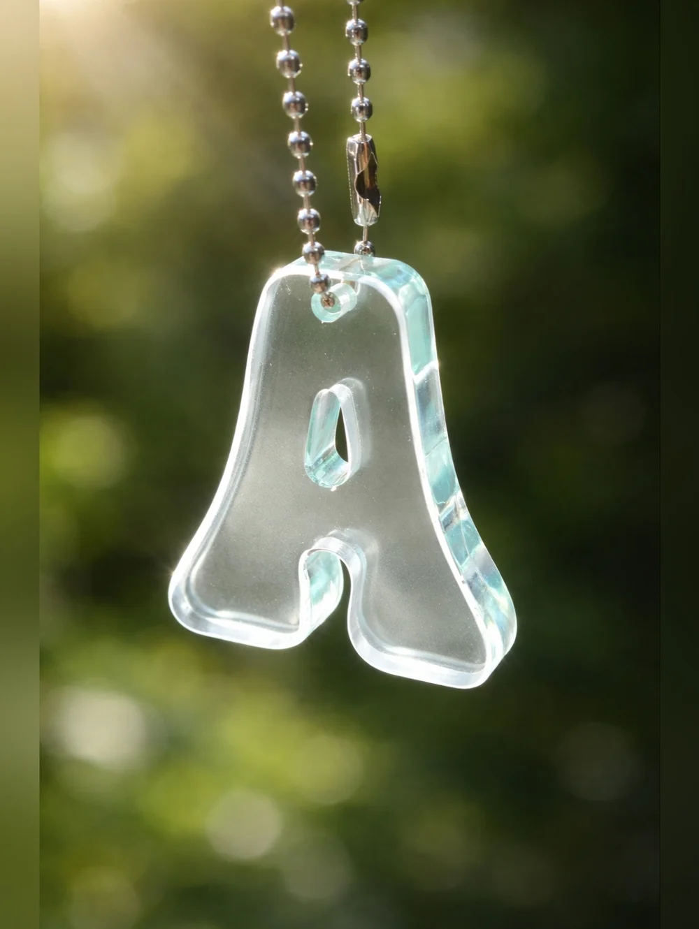 Ocean Green Resin Letter A Keychain Personalized Initial Charm Gift Cute - Picture 2 of 3